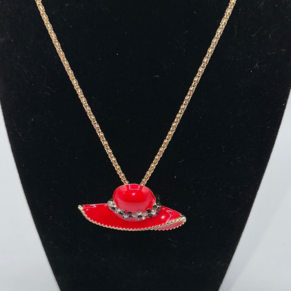 Betsey Johnson Red and Gold Necklace/ Brooch